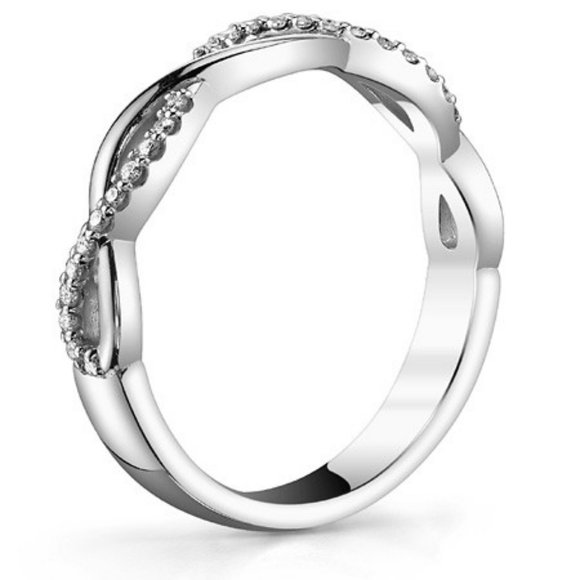 0.13Ct Infinity Round Cut Moissanite Stackable Band In 14k18k Gold - Picture 2 of 7